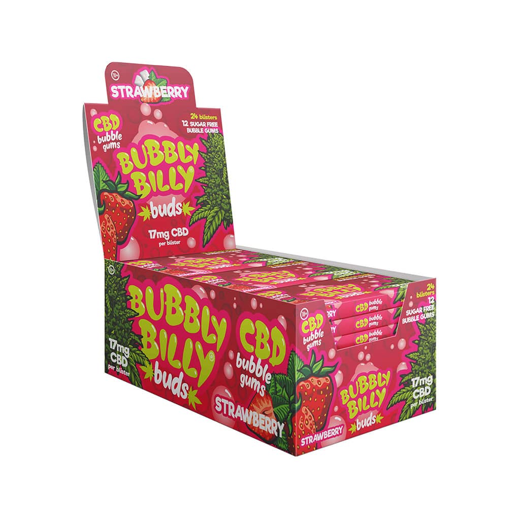 Bubbly Billy Buds CBD Chewing Gum - Strawberry x 24 pcs