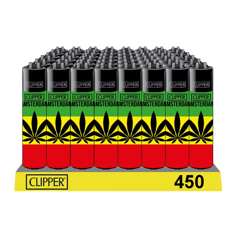 Clipper Lighters - Amsterdam Rasta Leaf (48-Pack Display)