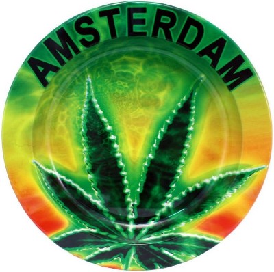 Amsterdam Neon Leaf Metal Tin Ashtray - 12pcs Pack