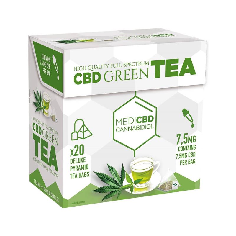 MediCBD Green Tea - 7.5mg CBD - 20 Pyramid Teabags