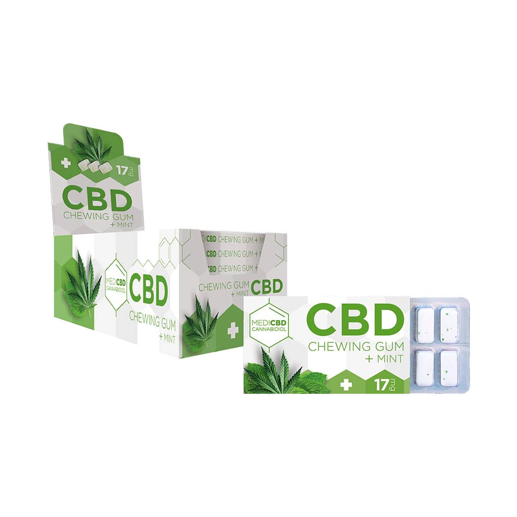 MediCBD Mint Chewing Gum Display of 24 blisters