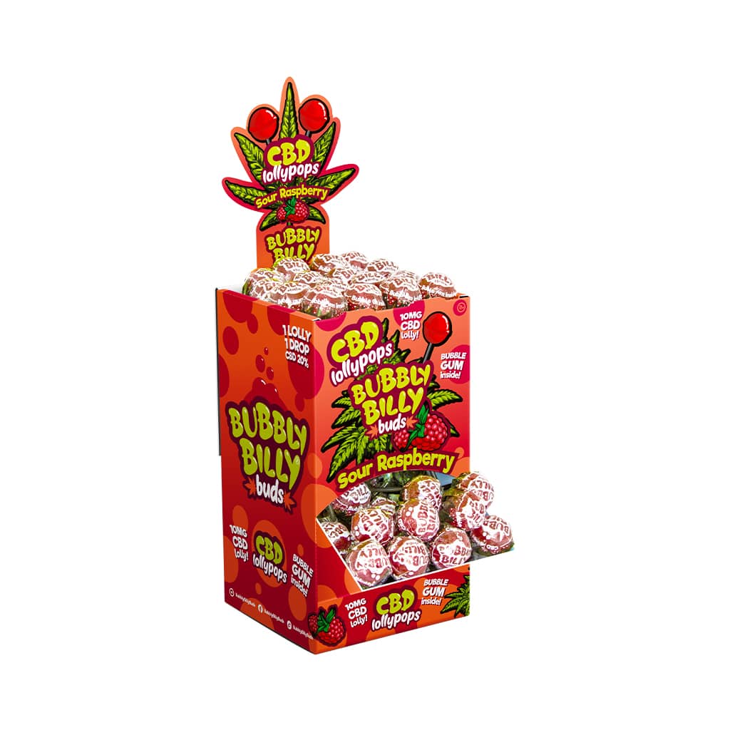 Bubbly Billy CBD Lollies 100pcs - Sour Raspberry