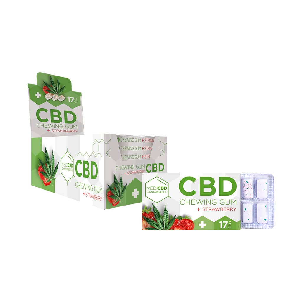MediCBD Strawberry Chewing Gum Display - 24 Blisters