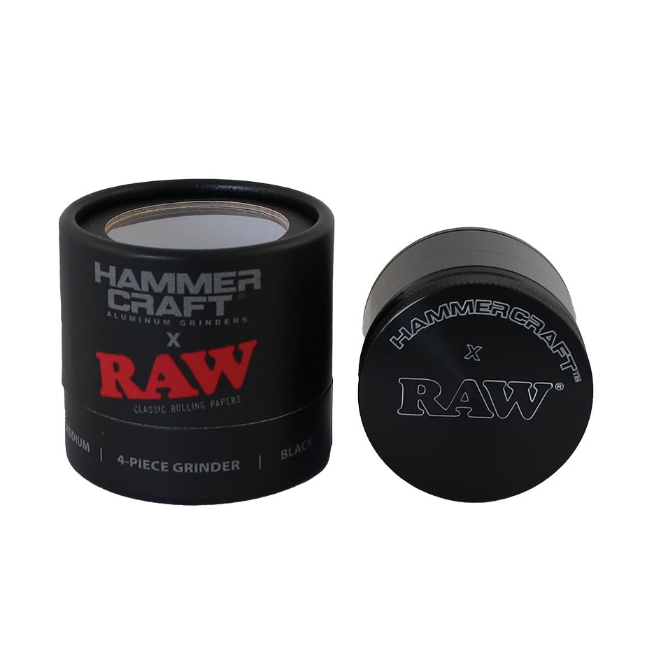HAMMERCRAFT X RAW Aluminium Grinder 4 parts - BLACK MEDIUM