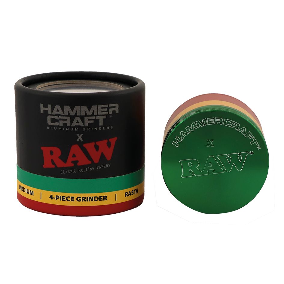 HAMMERCRAFT X RAW Aluminium Grinder 4parts - RASTA MEDIUM