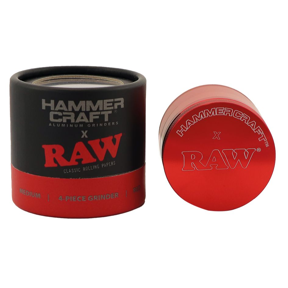 HAMMERCRAFT X RAW Aluminium Grinder 4parts - RED MEDIUM