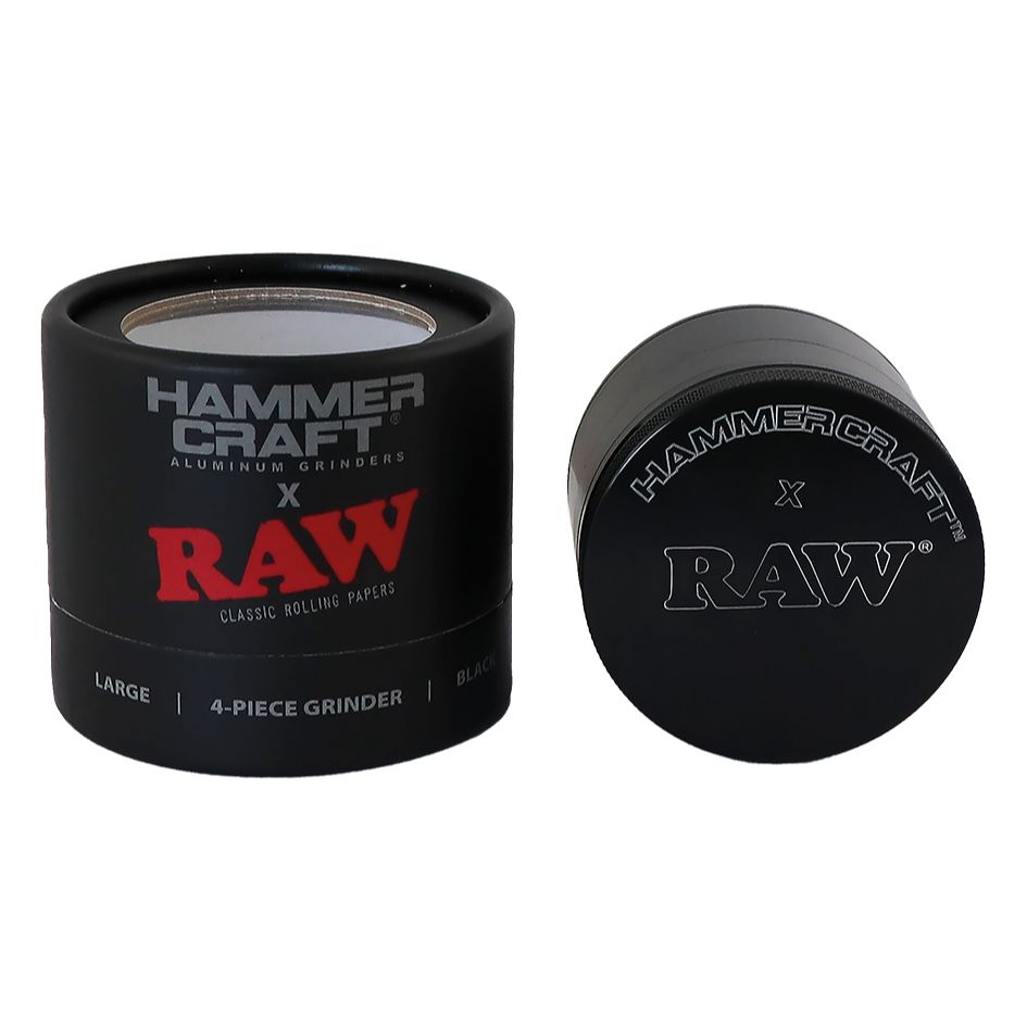 HAMMERCRAFT X RAW Aluminium Grinder 4parts - BLACK LARGE
