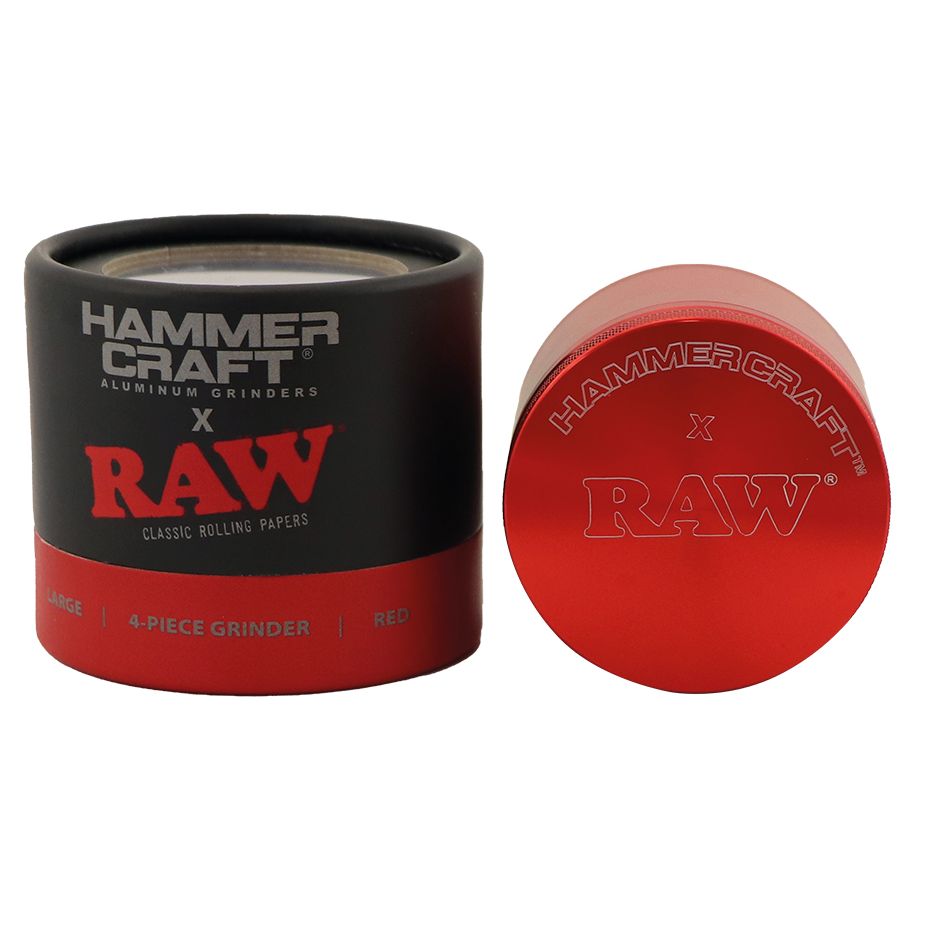HAMMERCRAFT X RAW Aluminium Grinder 4parts - RED LARGE
