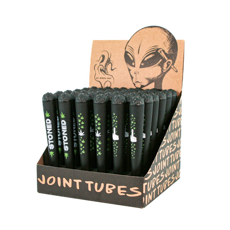 Joint Holders - Pack of 36 - Stoned Finger Leaves - Black