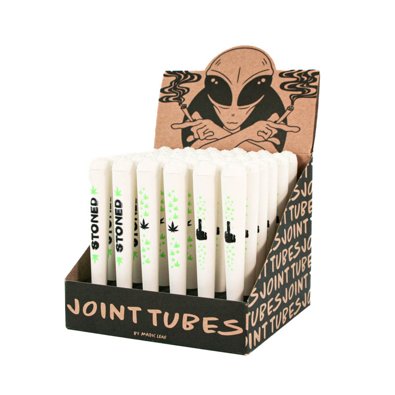 Joint Holders - Pack of 36 - Stoned Finger Leaves - White