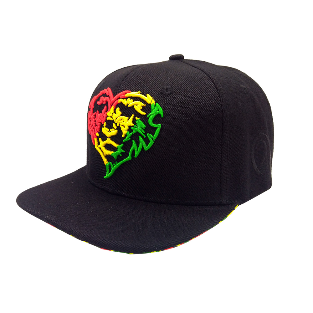 Lauren Rose - Lion 420 Heart Snapback Cap - Black/Rasta