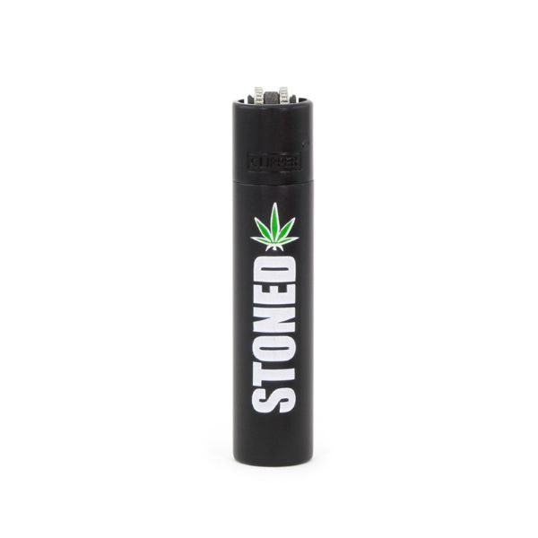 Metal Clipper Lighters - Stoned Leaf - Black x 12pcs