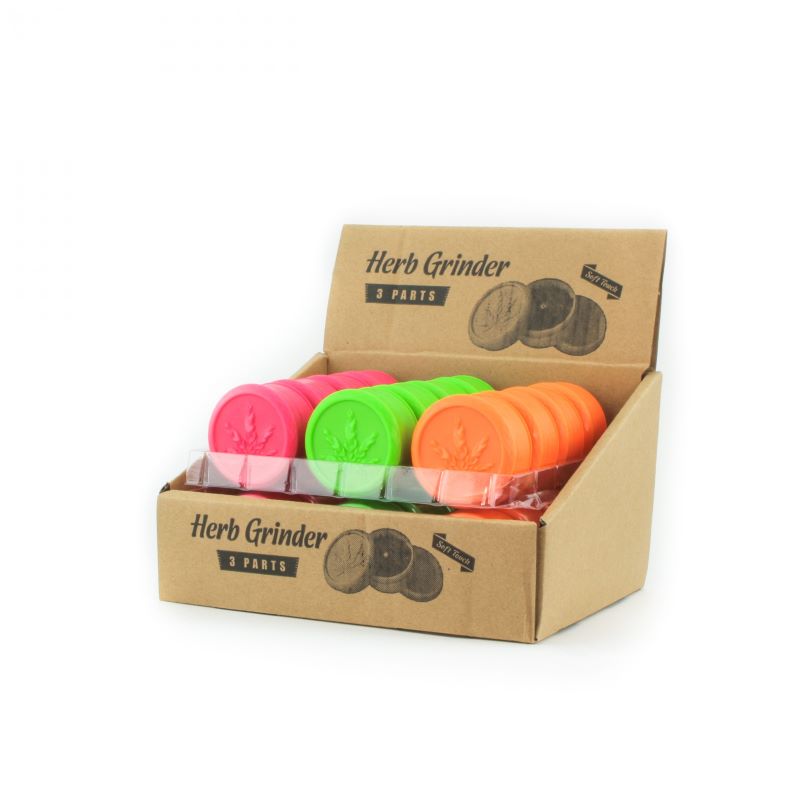 50mm 3-Part Plastic Grinder Pink-Green-Orange