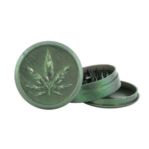 CloudeSmoke Plastic Grinder Leaf 70mm Green Metallic 24pcs