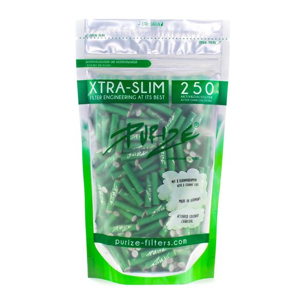 Purize - Active Charcoal Filters - Xtra Slim -Green- 250pcs