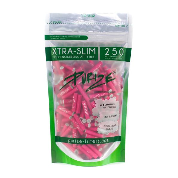 Purize - Active Charcoal Filters - Xtra Slim - Pink - 250pcs