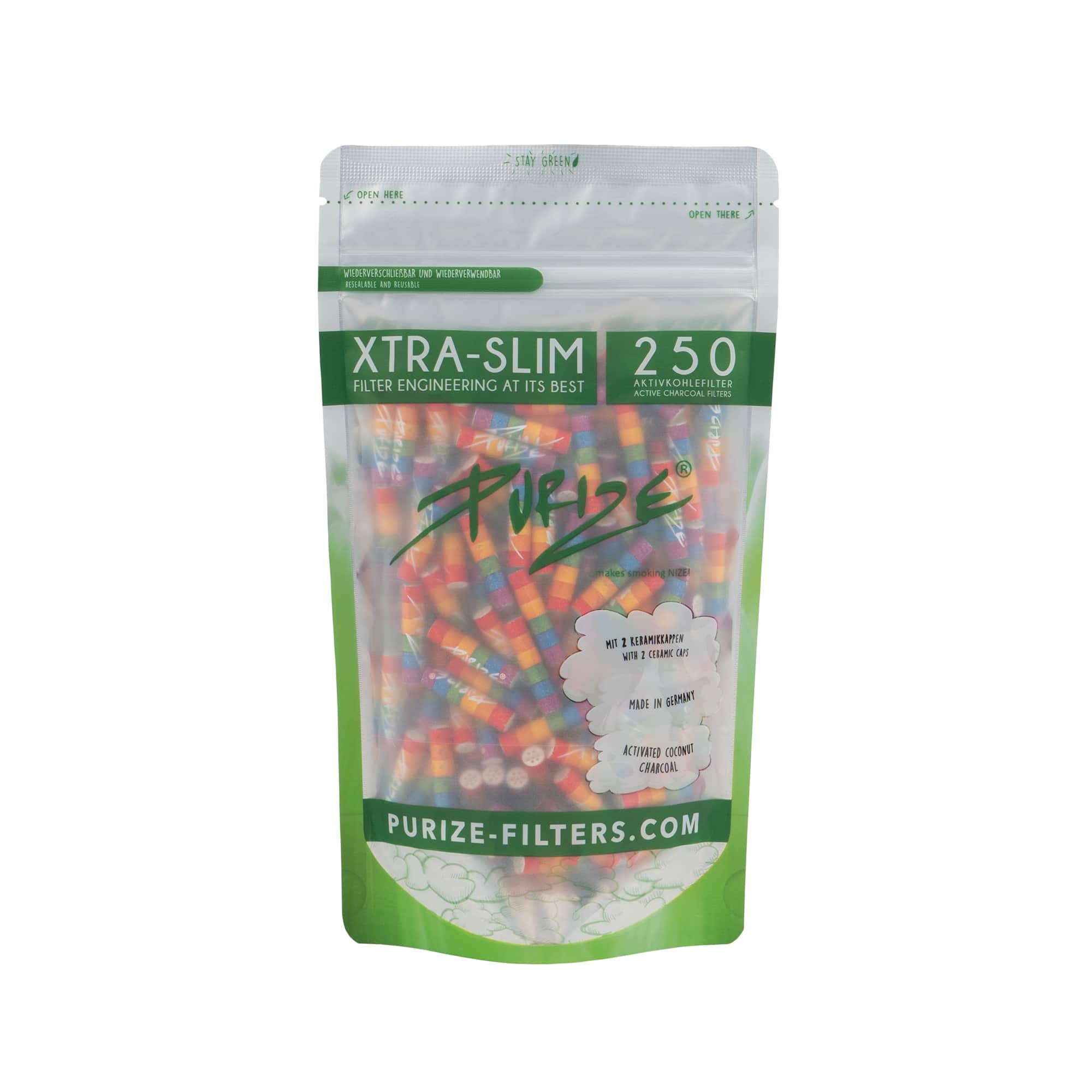 Purize - Active Charcoal Filters - Xtra Slim - Rainbow - 250pcs