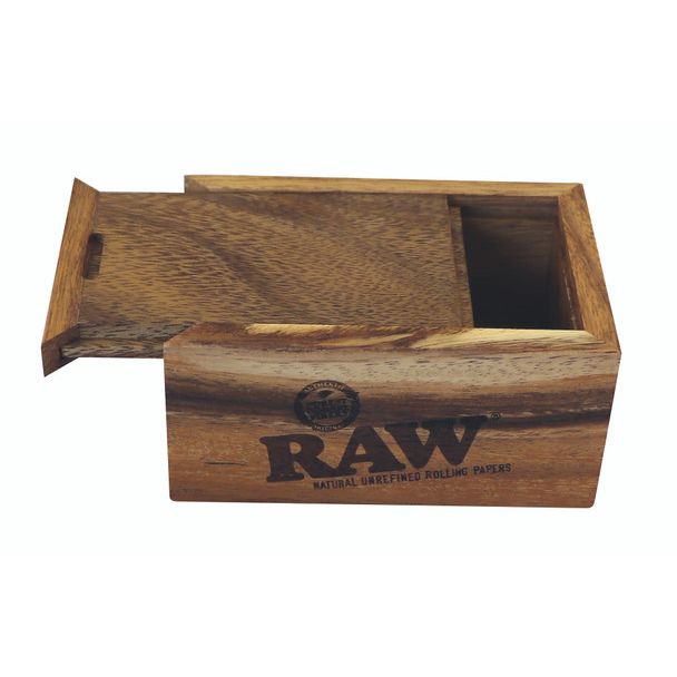RAW Acacia Wood Box with Slide Top - Small