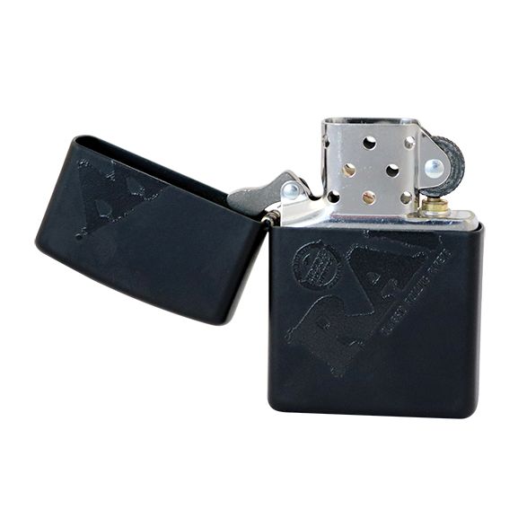 RAW Zippo Lighter Black with Black Logo