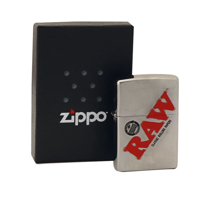 RAW ZIPPO LIGHTER SILVER WITH LOGO