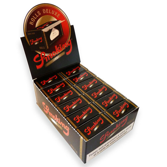 Smoking Deluxe Black Rolling Paper Rolls - 24 / Display
