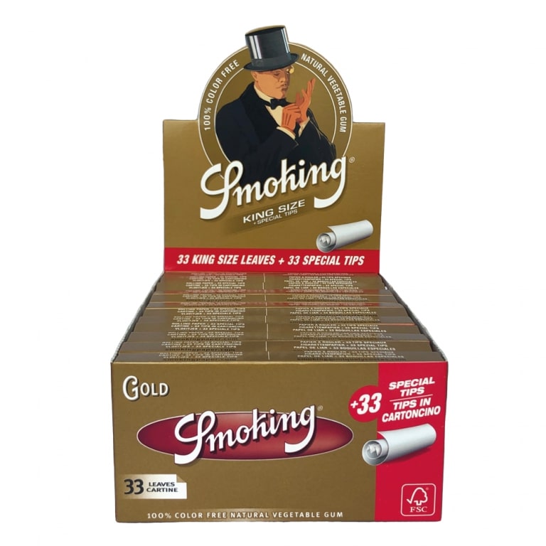 Smoking Rolling Papers King Size + Tips - Gold