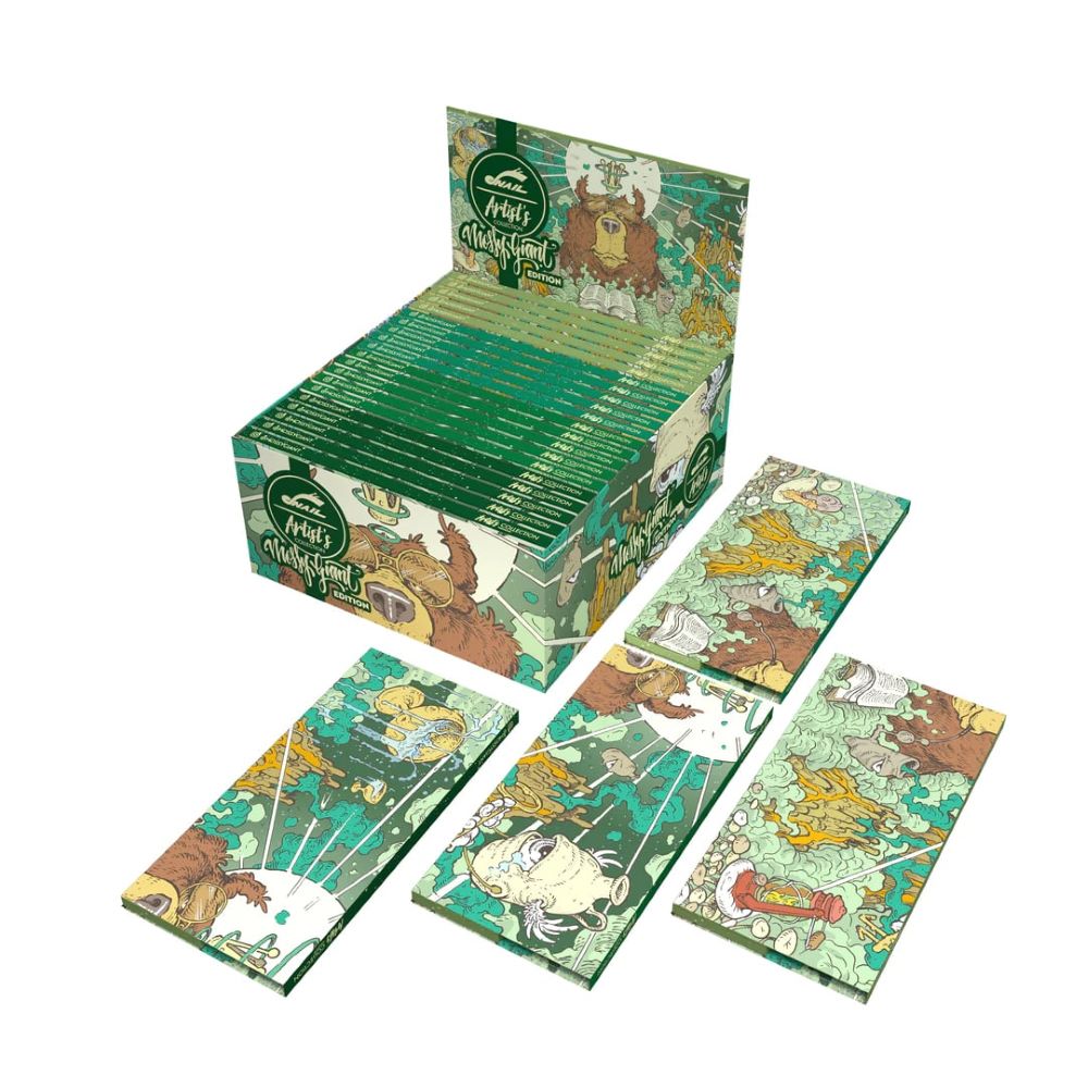 Snail Rolling Papers KS + Tips Magnetic Closure Mossy Giant "Bear" x 20pcs
