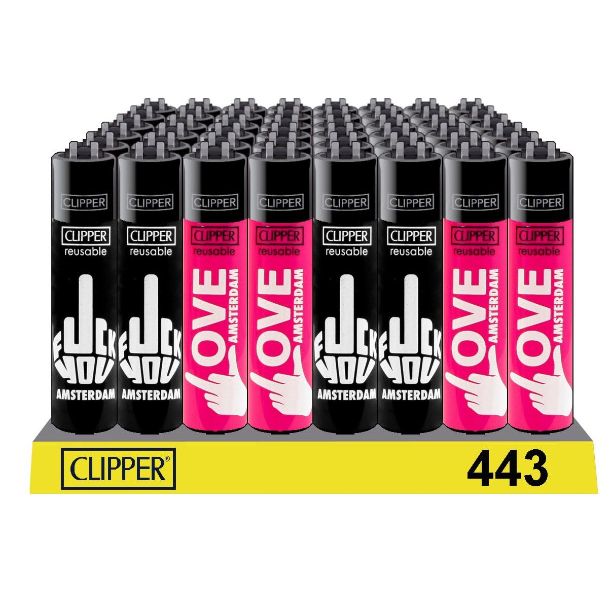 Clipper Lighters - 48pcs display - Amsterdam F- Love