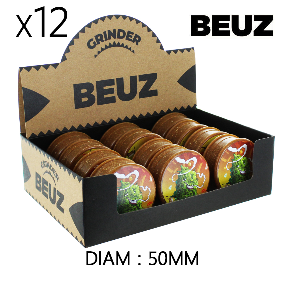 Beuz Hemp Plastic Grinder 3parts 50mm - Buds x 12pcs