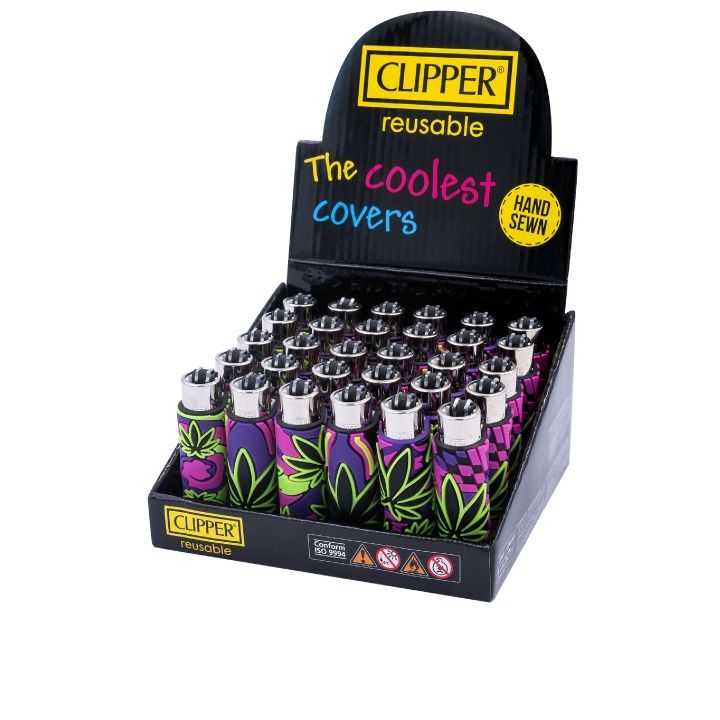 Clipper Lighters Rubber Case - NEON LEAVES (30pc Display)