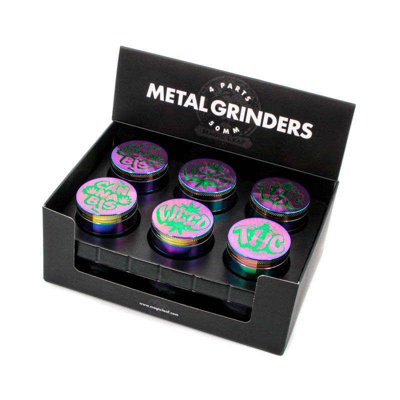 Metal Grinder 4-Part 50mm Graffiti Rainbow-Green