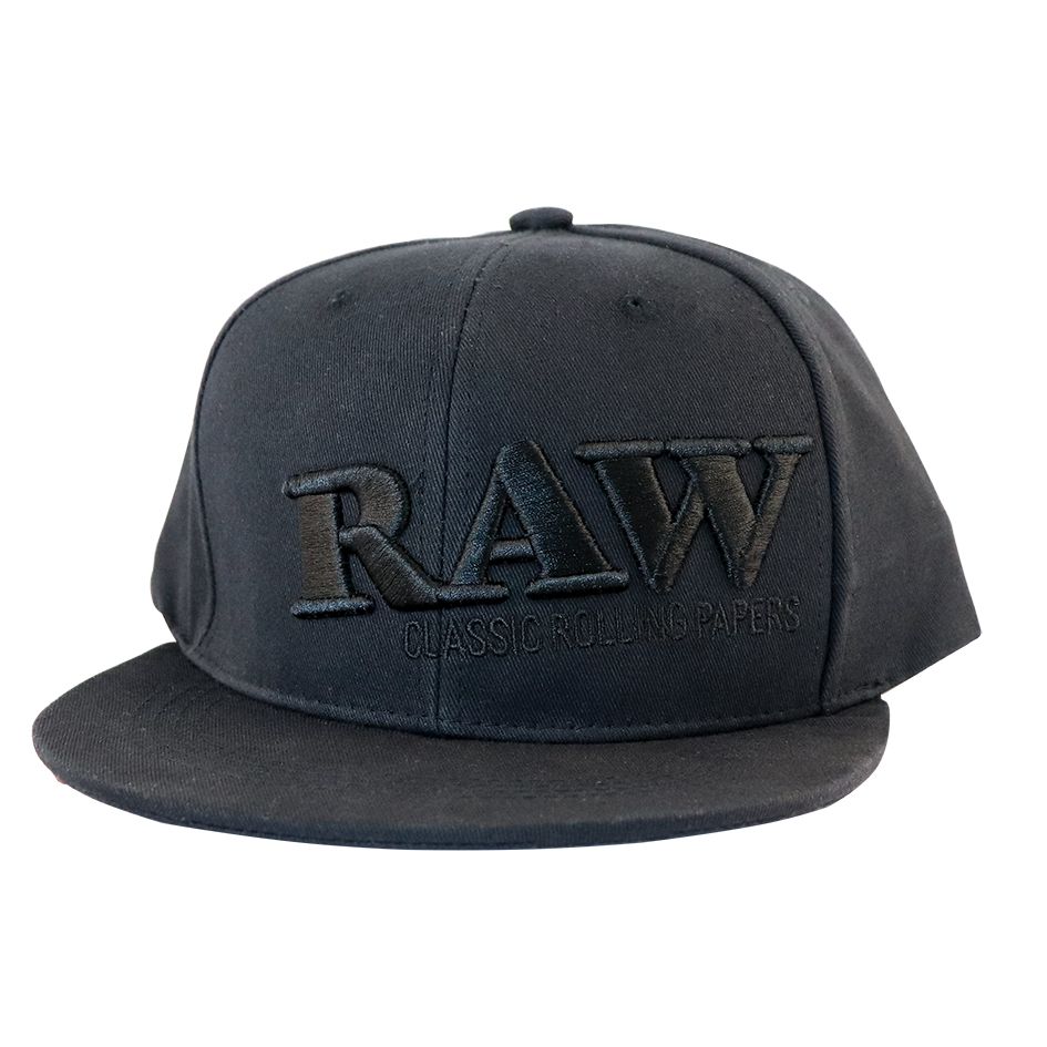 RAW FLAT Snapback Black on Black Cap with Poker