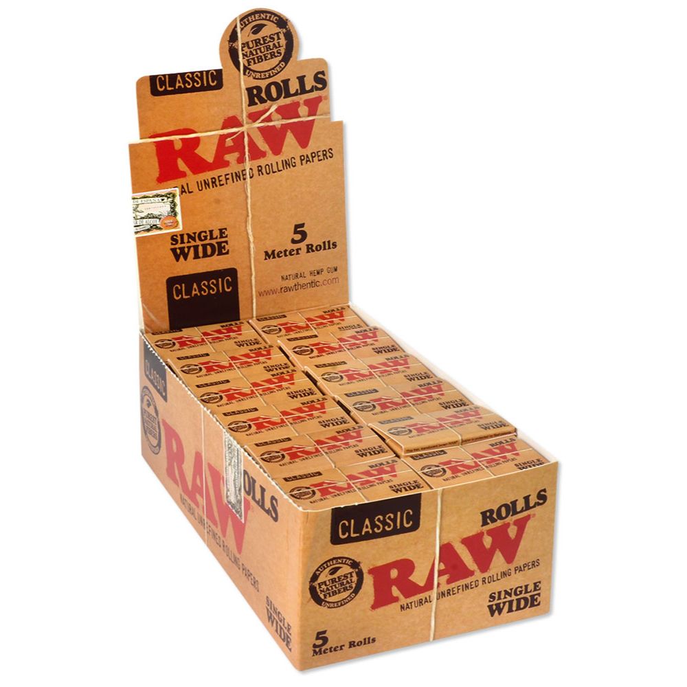 RAW Classic Single Wide Rolls - 5m - Display of 24