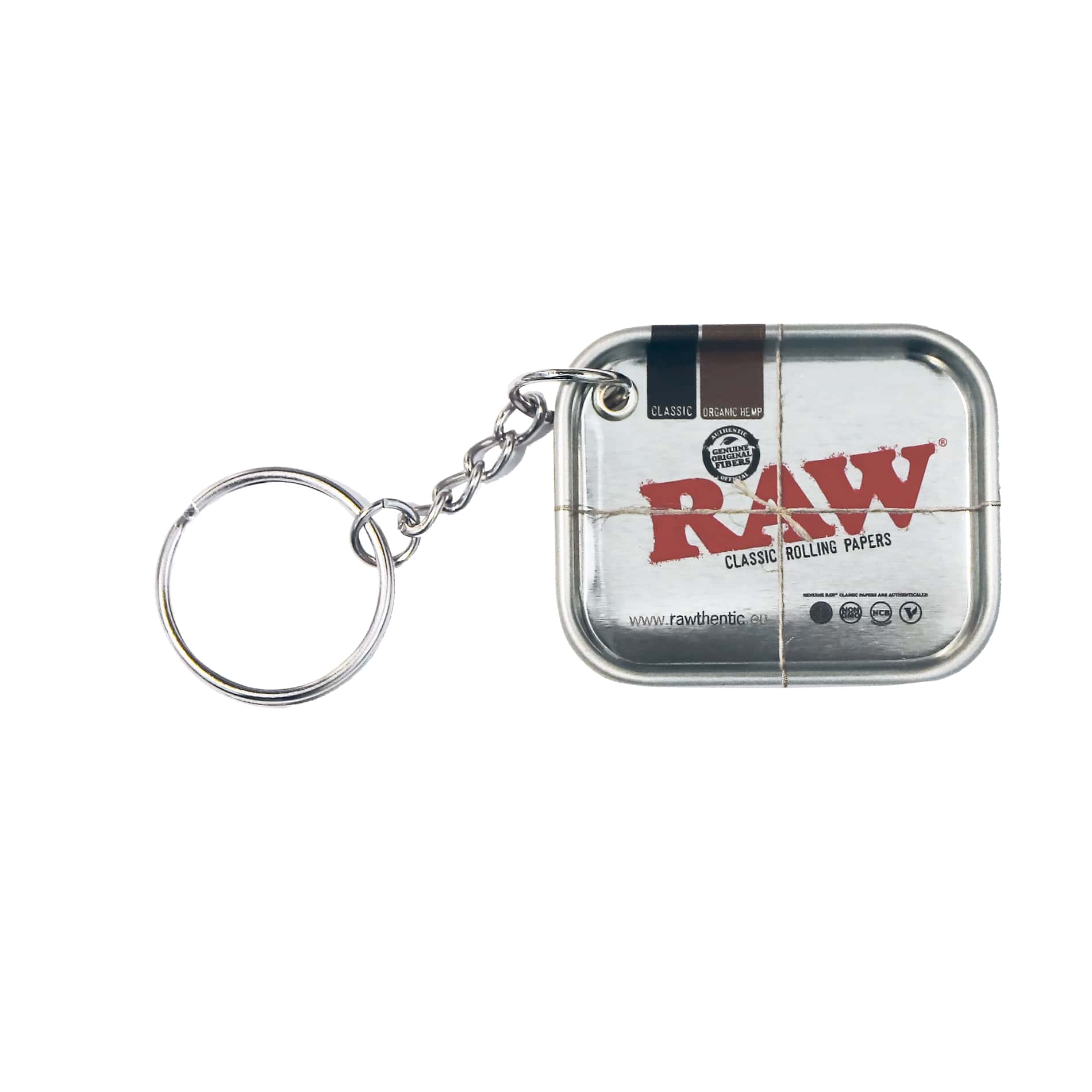 RAW Keyring - Silver Mini Rolling Tray (4.7x3.8cm)
