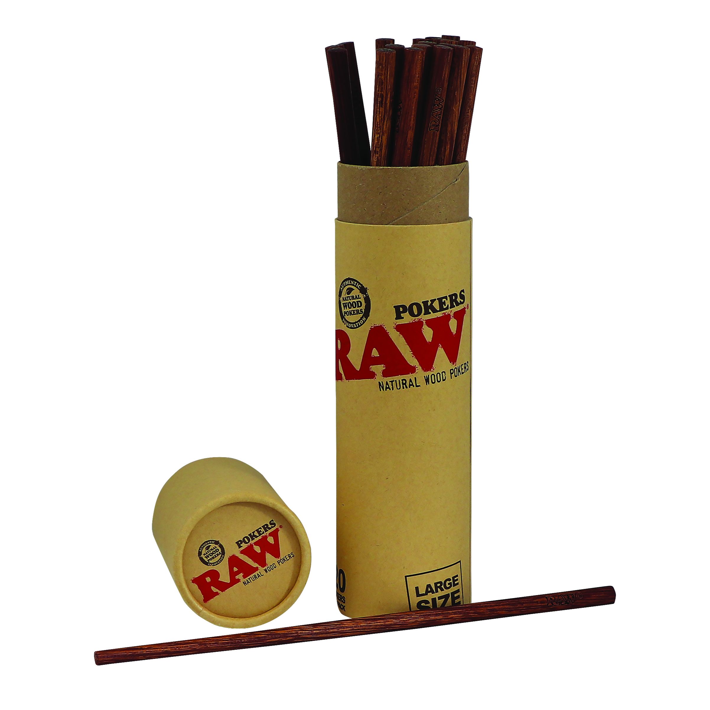 RAW Wooden Pokers (224mm) - Display of 20pcs