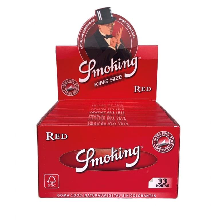 Smoking King Size Red Rolling Papers - 50 Booklets Display