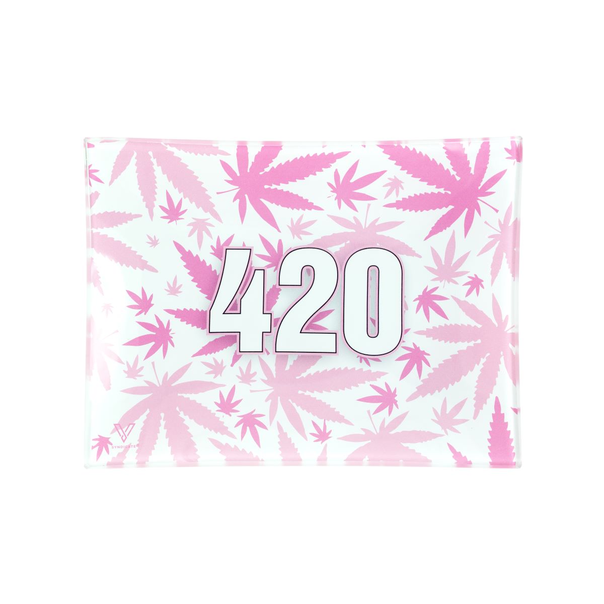 V-SYNDICATE Glass Rolling Tray Small 420 Pink (16x12cm)