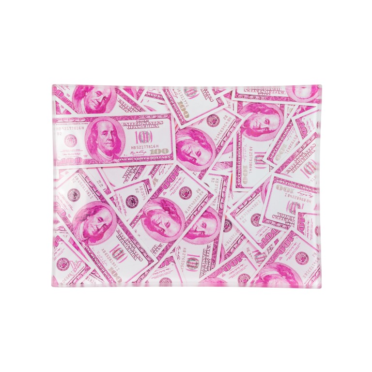 84% DISCOUNT - V-SYNDICATE GLASS ROLLING TRAY SMALL "DOLLARS"