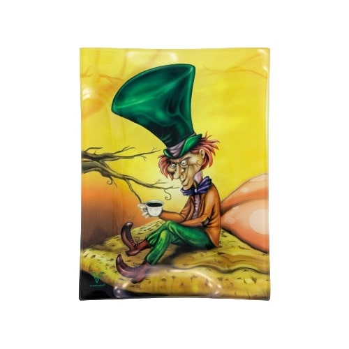 84% DISCOUNT - V-SYNDICATE GLASS ROLLING TRAY SMALL MAD HATTER