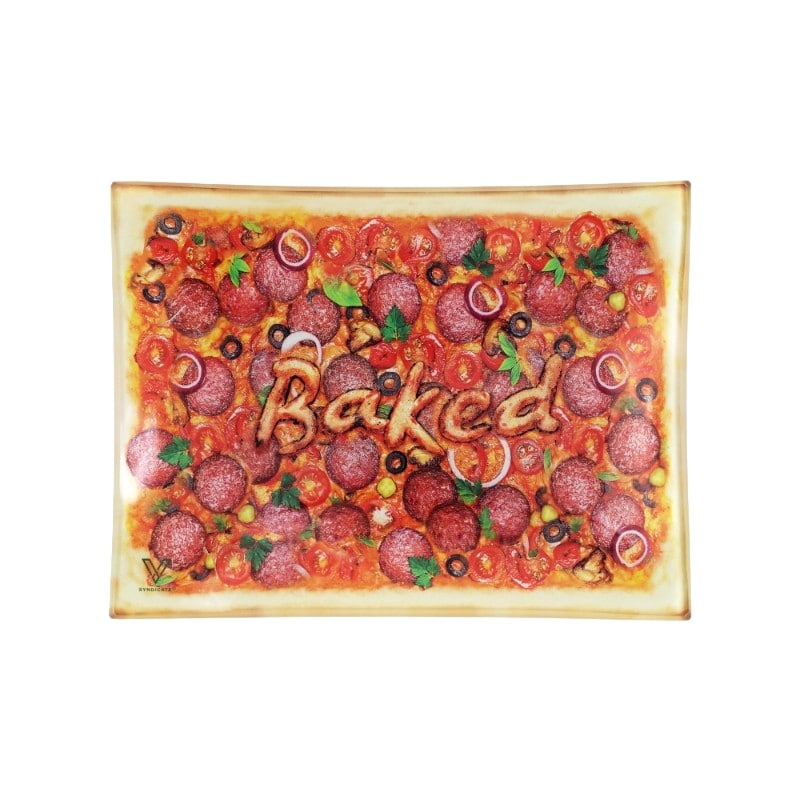 V-Syndicate Small Glass Rolling Tray - Pizza 16x12cm