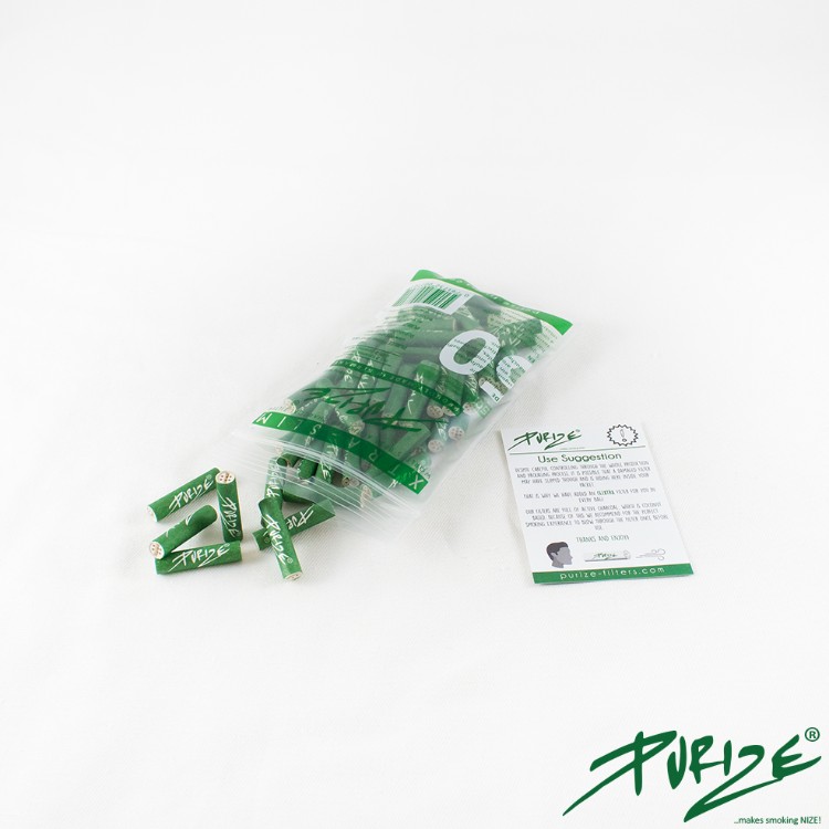 Purize XTRA Slim Active Charcoal Filters - Green - 50pcs