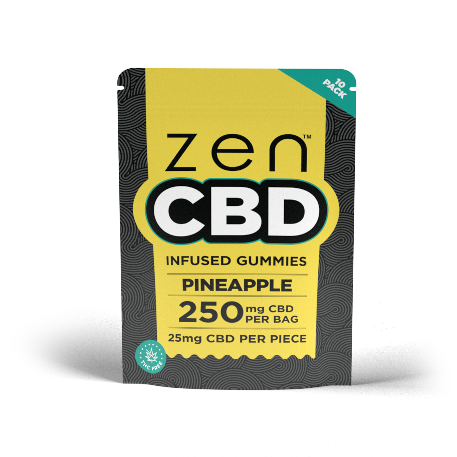 Zen CBD Infused Gummies 250mg Pineapple - 10 Bags