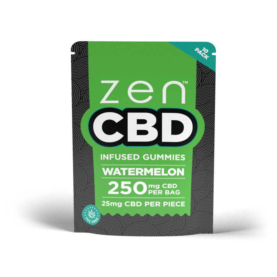 Zen CBD Infused Gummies - Watermelon 250mg/bag x 10