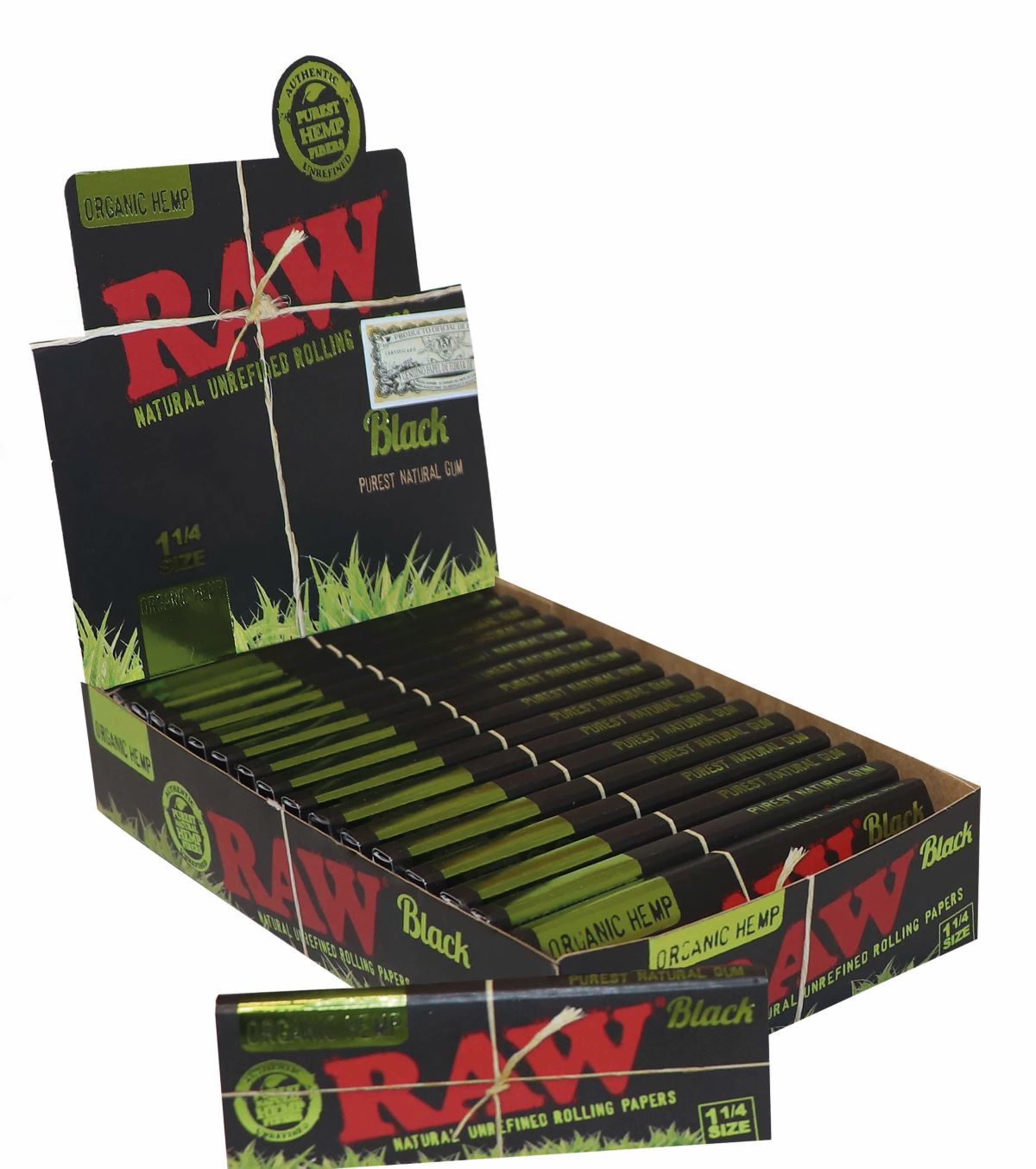 RAW Black Organic Hemp 1 1/4 Rolling Papers x 24un