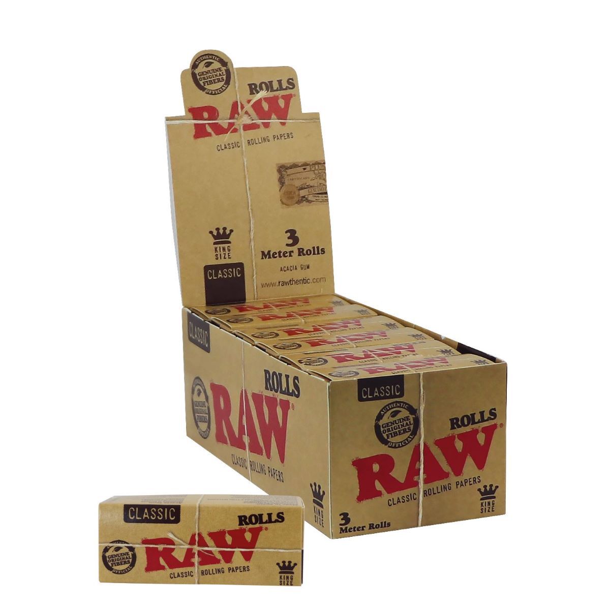 RAW Classic Rolls - 3m de comprimento - Display de 12 unidades